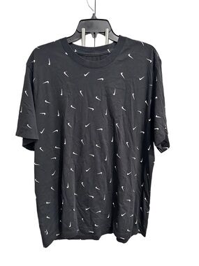 Nike Black Short-Sleeve Tee with White Swoosh Allover